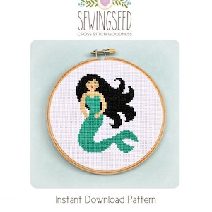 Mermaid Cross Stitch Pattern, Instant Download, PDF