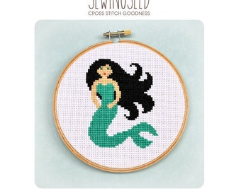 Mermaid Cross Stitch Pattern, Instant Download, PDF