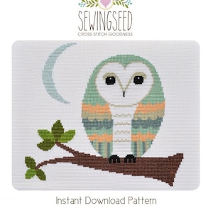 Barn Owl Cross Stitch Pattern Instant Download, Whimsical, DIY Nursery Decor