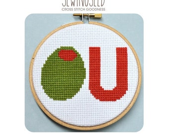 Olive U Counted Cross Stitch Pattern Instant Download
