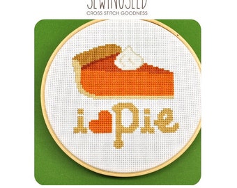 I love Pie Cross Stitch Pattern Instant Download, Thanksgiving