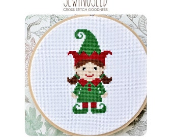 Cute Girl Elf Cross Stitch Pattern Instant Download