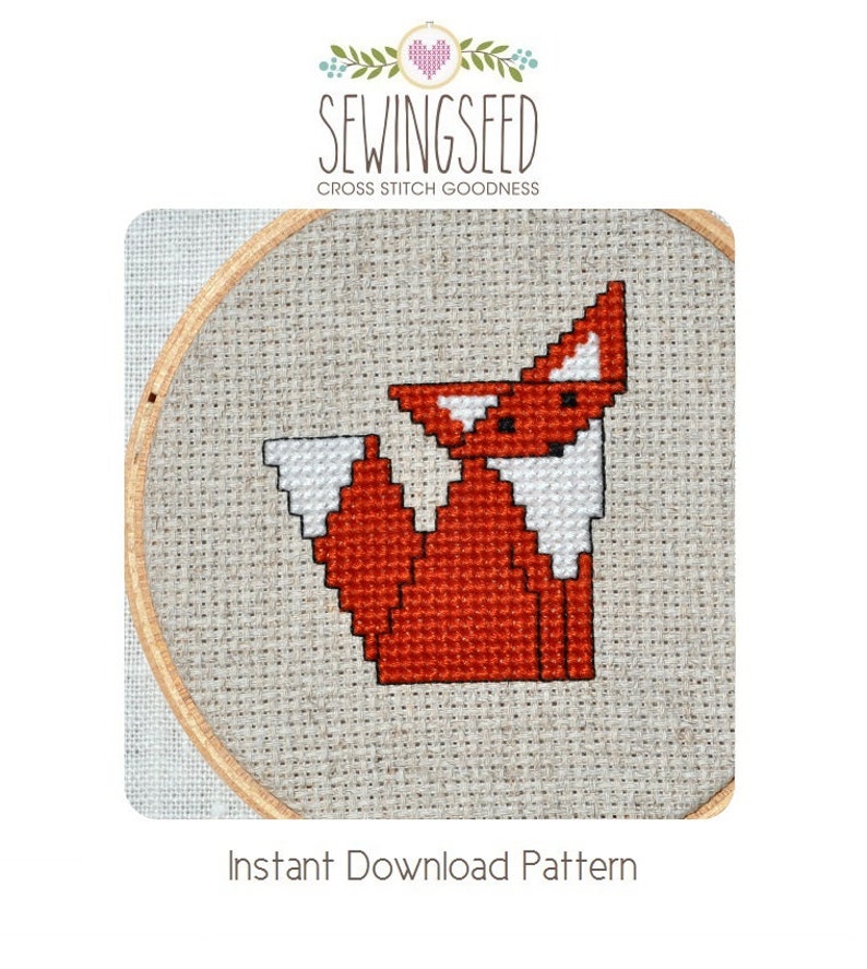 Little Fox Cross Stitch Pattern Instant Download image 1