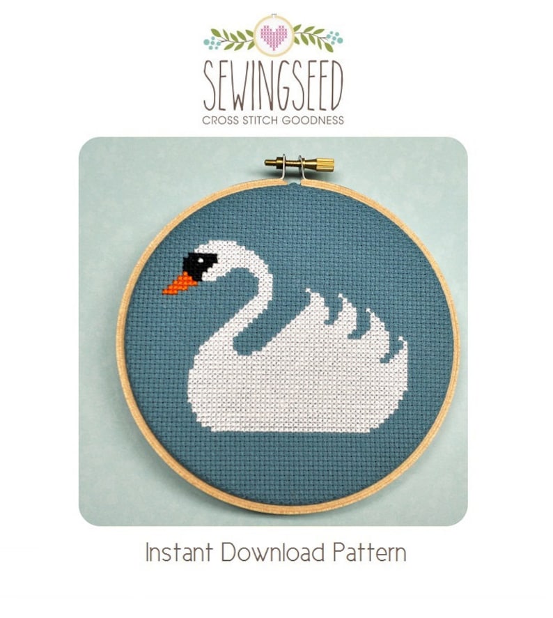 Swan Cross Stitch Pattern, Instant Download image 1