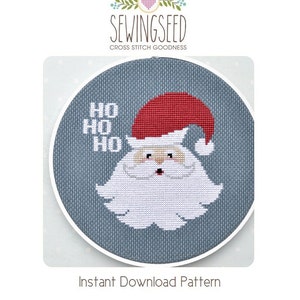 Jolly Santa Cross Stitch Pattern Instant Download
