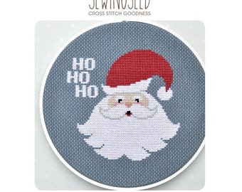 Jolly Santa Cross Stitch Pattern Instant Download