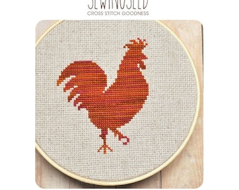Rooster Silhouette Cross Stitch Pattern Instant Download