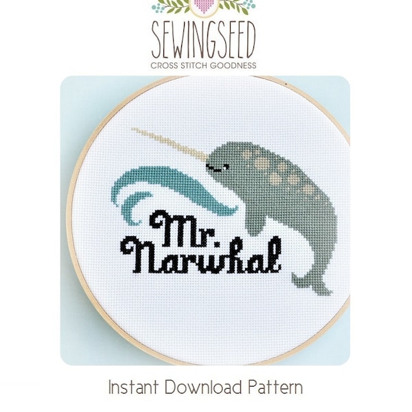 Narwhal Cross Stitch Pattern Instant Download