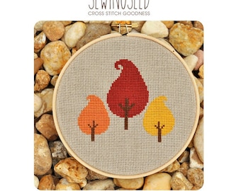 Autumn Trees Cross Stitch Pattern Instant Download