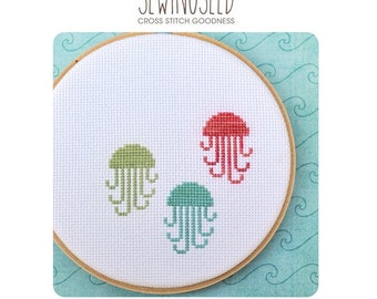 Jellyfish Counted Cross Stitch Pattern, Instant Download