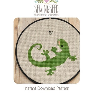Lizard Cross Stitch Pattern, Gecko Instant Download