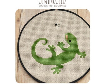 Lizard Cross Stitch Pattern, Gecko Instant Download