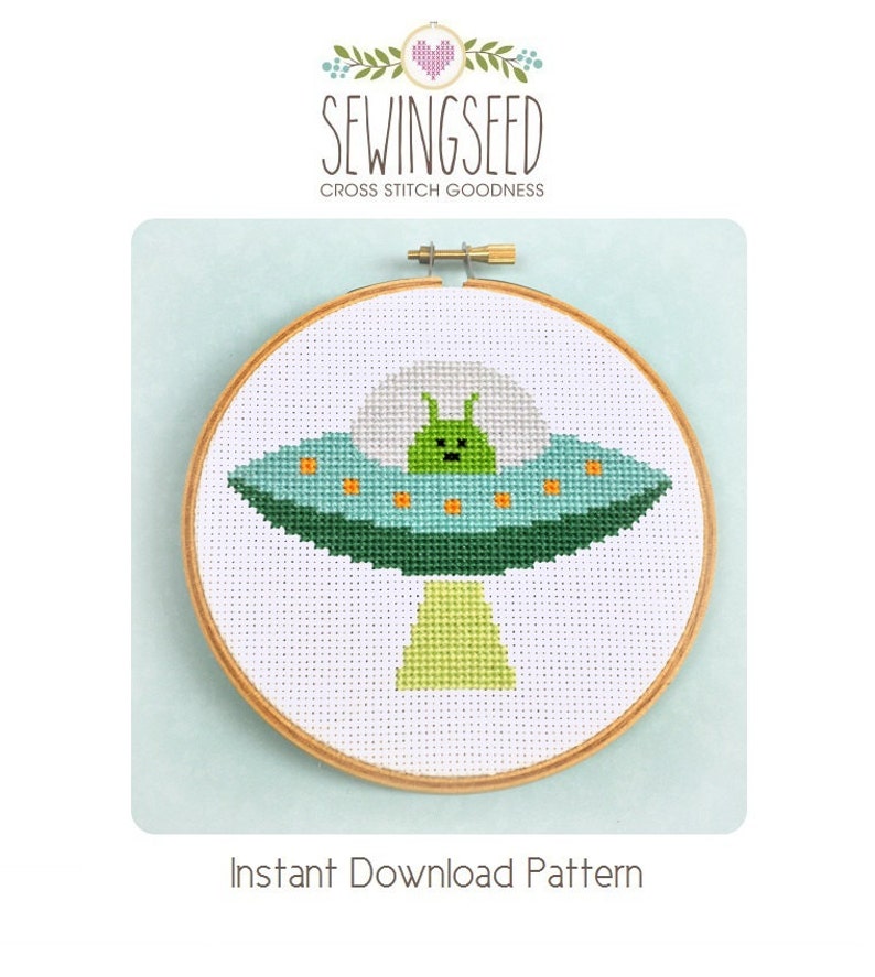 Download Cross Stitch Pattern Alien Spaceship UFO | Etsy