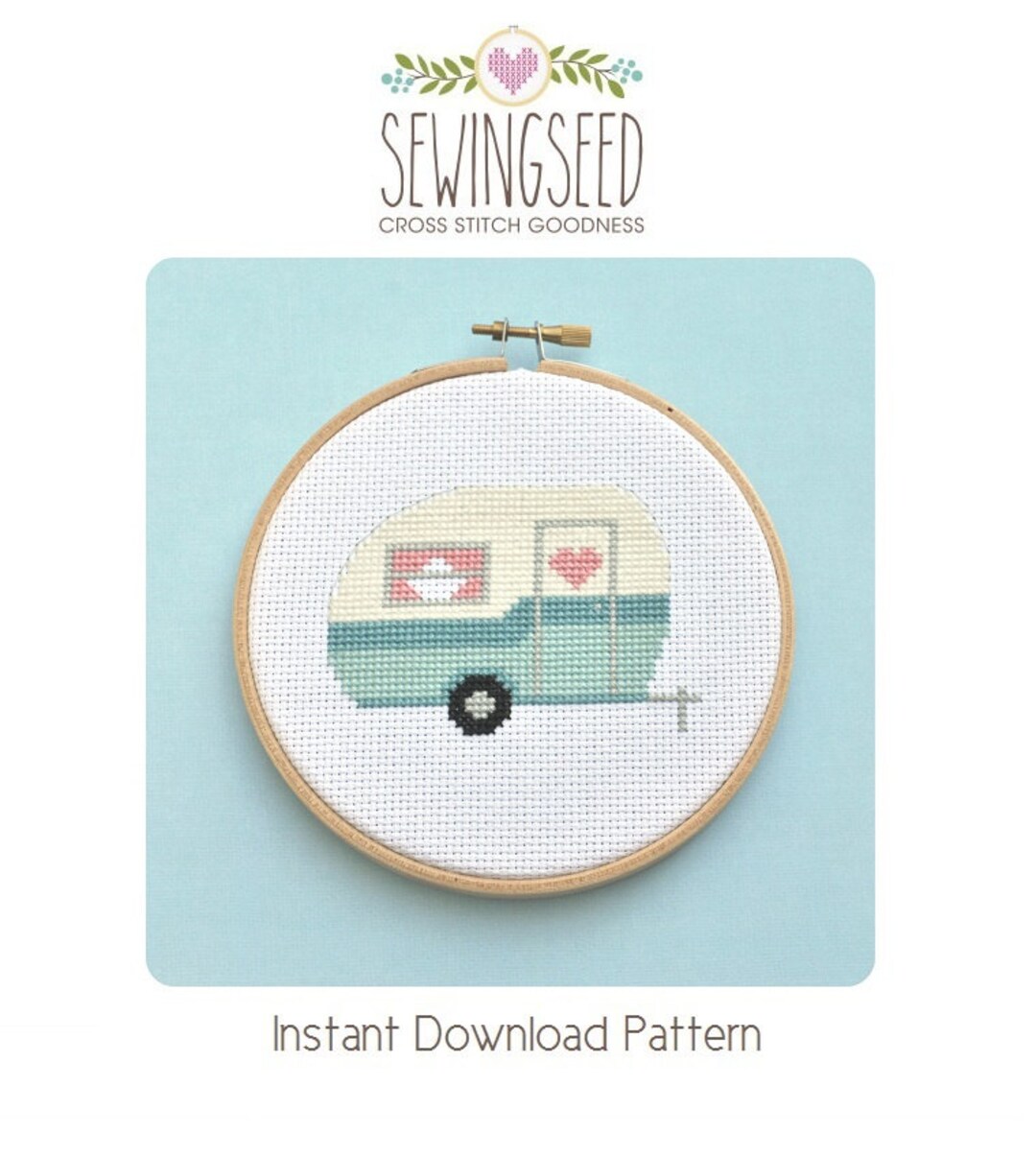 Retro Camper, Vintage Travel Trailer Cross Stitch Pattern Instant ...