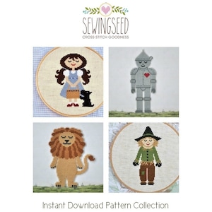 The Wizard of Oz Cross Stitch Pattern Collection, Dorothy, Scarecrow, Lion, Tin Man, INSTANT DOWNLOAD