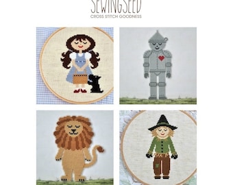 The Wizard of Oz Cross Stitch Pattern Collection, Dorothy, Scarecrow, Lion, Tin Man, INSTANT DOWNLOAD