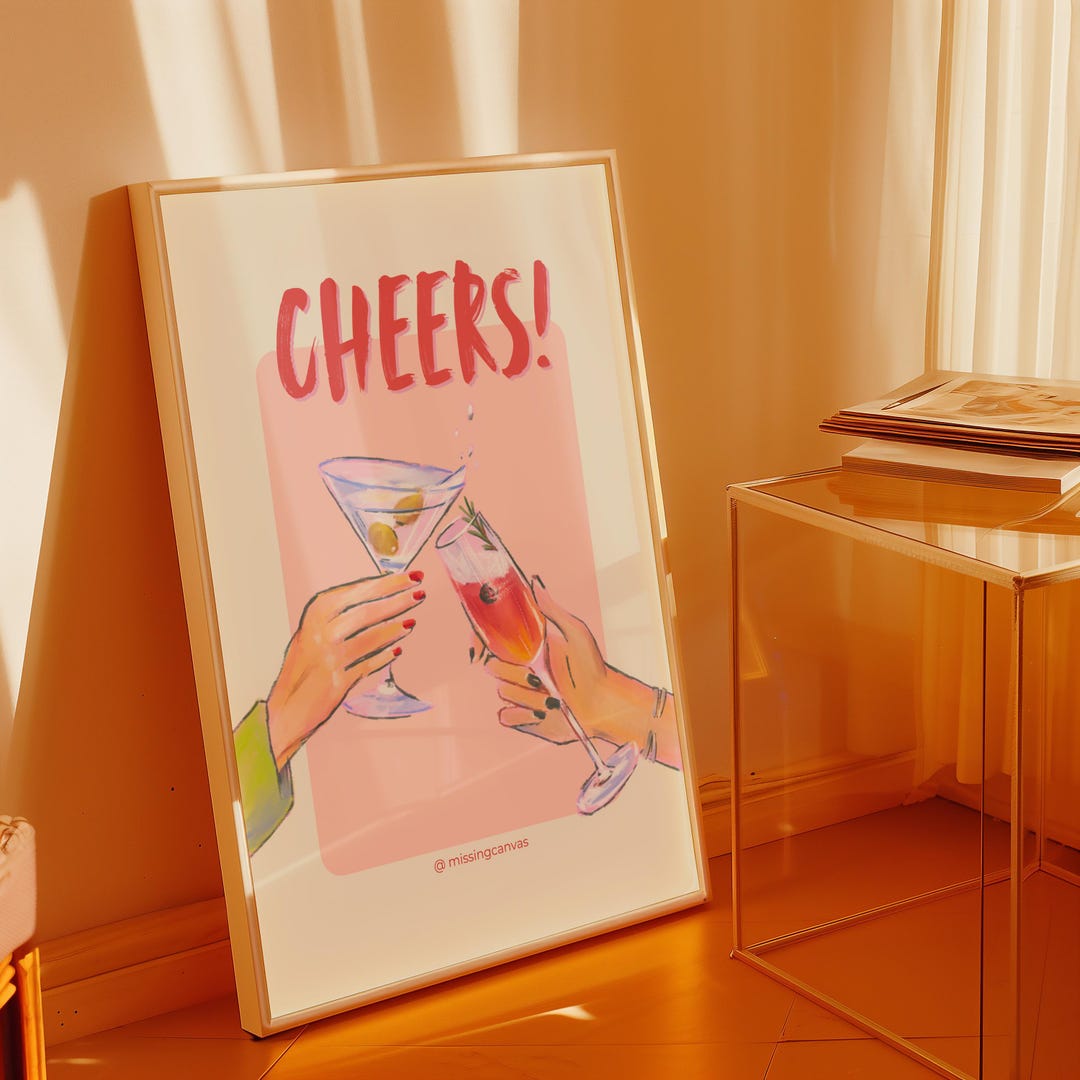 Cheers Poster | Printable Wall Art | Digital Print | Dining Area Poster ...