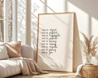 She is You | Bossbabe Quote | Printable Wall Art | Digital Print | Girl Power Art | Inspirational Quotes Wall Art | Mother&#39;s Day Gift