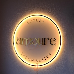 Backlit Business Logo Sign, Illuminated Sign, Custom Neon Logo Sign, Salon Suite Wall Decor, Hotel Reception Wall Sign, Shop Acrylic Signage