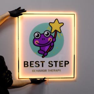 Custom Illuminated Acrylic Wall Logo Sign, Acrylic Business Name Backlit Sign, Personalized Neon Signage, Beauty Salon, Cafe, Office, Hotel