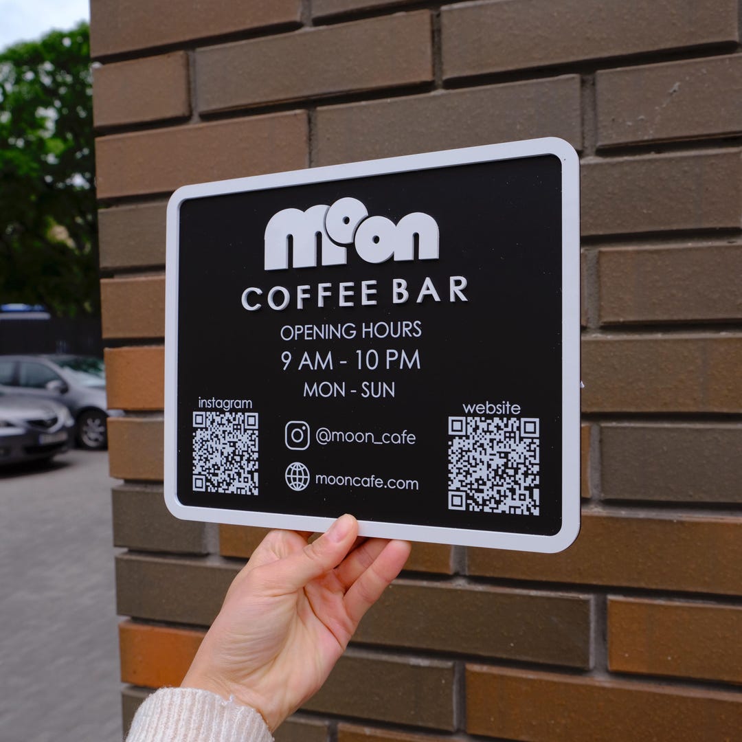 Custom Logo Acrylic Sign With QR Code - Business Door Plate - Etsy