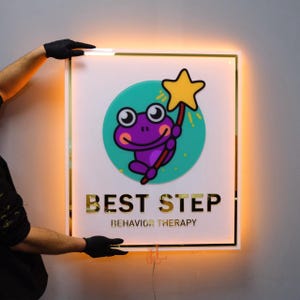Custom Acrylic Business Logo Sign, Illuminated Salon, Personalized LED Sign, Company Name Backlit Signage, Office Neon Signs, Light Up Sign