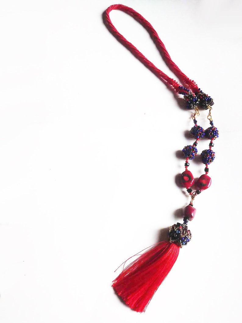 pedant rope bracelet Red Coral elegant Necklace transformer