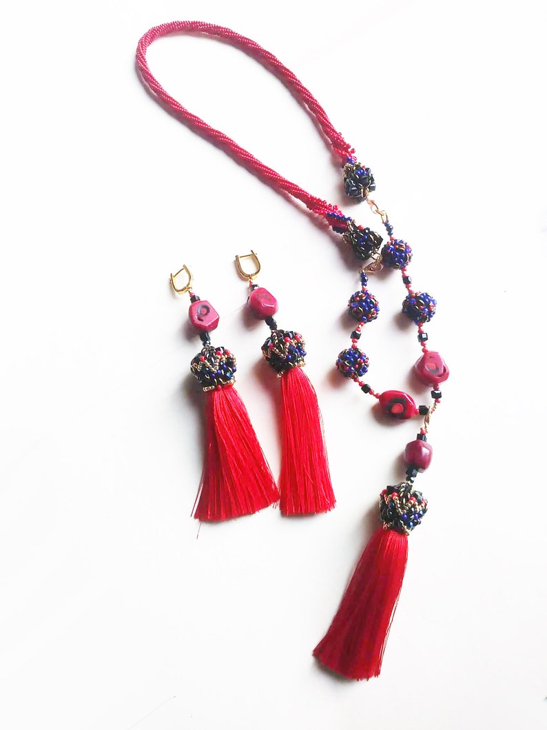 pedant rope bracelet Red Coral elegant Necklace transformer