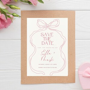 Bow Save The Date Template | Hand Drawn | Editable Canva Template | Instant Download | Modern Save The Date | Whimsical Wedding