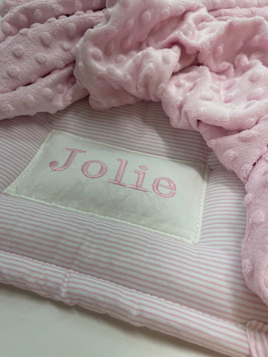 Pink Naps Blush Pink Seersucker Toddler Nap Mat: Personalized Quilted Travel ...