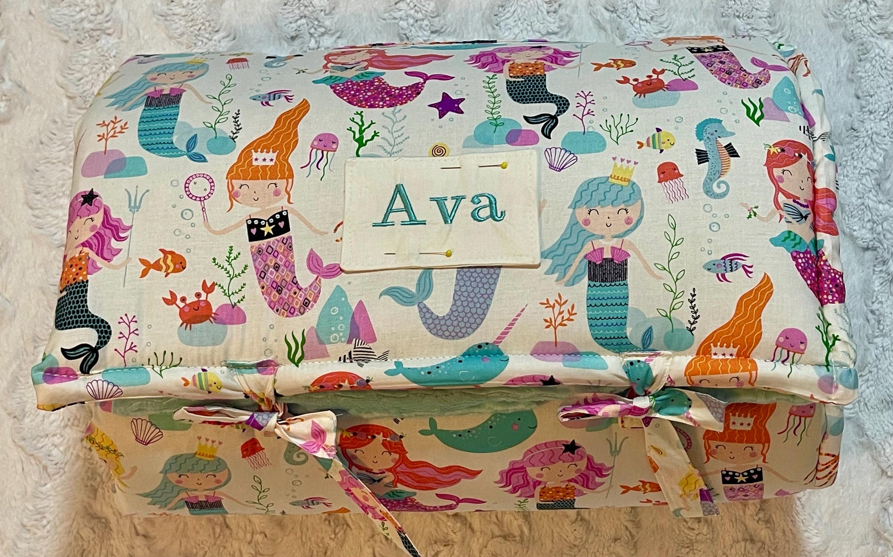 Next Day Shipping LAST ONE Mermaid Saltwater Toddler Nap Mat by Janiebee Quilted Nap Mat for Travel Daycare Attached pillowcase with pillow.