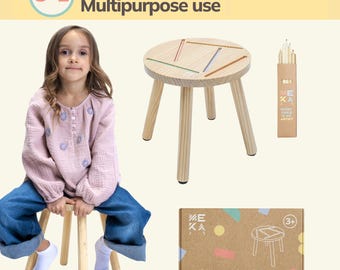 MEKA Wooden Kids Activity Stool, Montessori Sensory Play Chair