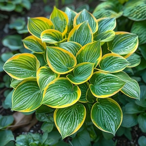 1000 Green Hosta Seeds with Gold Edges – Easy to Grow Curly Plantain Lily, Summer Blooms, Partial Shade, Attracts Hummingbirds
