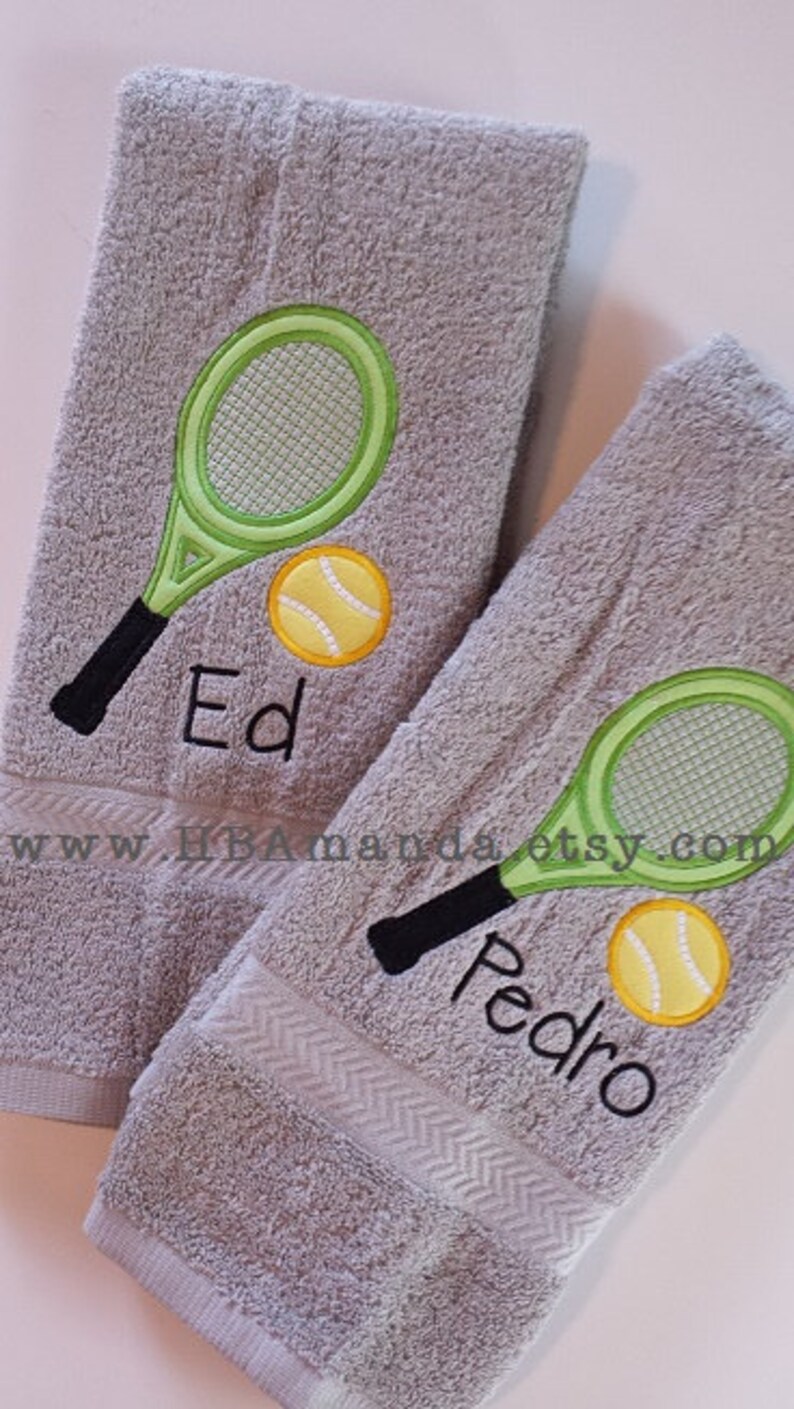 Tennis Racket Hand Towel Tennis Racket Tennis Ball Towel Etsy