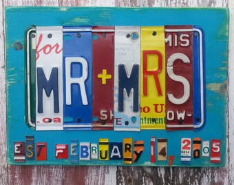 MR + MRS sign, Custom Mr & Mrs,  Personalized Mr and Mrs - Bride and Groom Gift - Wedding Gift Sign - Couples 10th Anniversary Gift