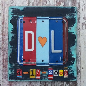 Presente de alumínio de lata de 10º aniversário de casamento - Presente de aniversário de casamento de 10 anos para homens, marido - Placa de licença, nome, palavras, iniciais, AMOR
