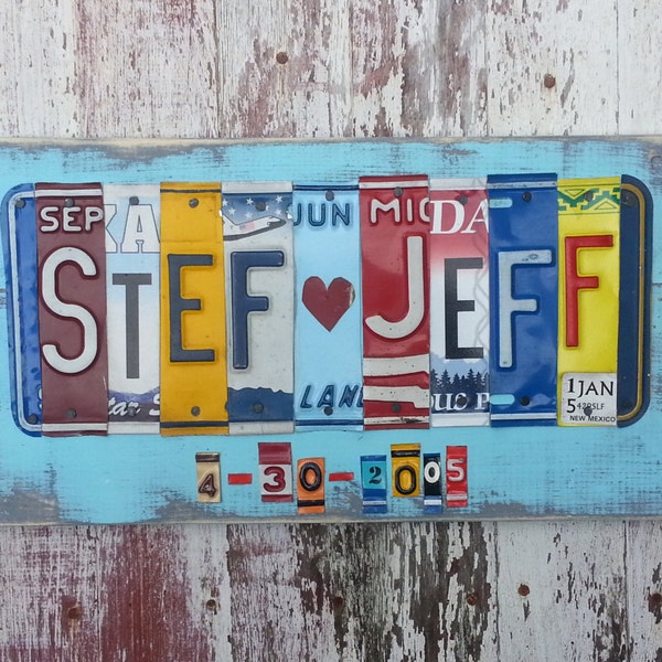 10th Wedding Anniversary Tin Aluminum Gift - 10 year wedding anniversary gift for men husband - License Plate Sign Name Word Personalized