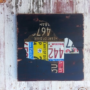 Mapa original dos Estados Unidos do seu ESTADO - Viagem de aventura Arte de placa de carro reciclada - Bar de aniversário de casamento resgatado Escritório Man Cave