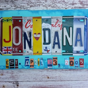 Presente de alumínio de lata para 10 anos de casamento - presente de aniversário de casamento de 10 anos para homem, marido, placa de licença, nome, palavra personalizada
