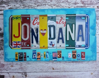 10th Wedding Anniversary Tin Aluminum Gift - 10 year wedding anniversary gift for man husband men License Plate Sign Name Word Personalized