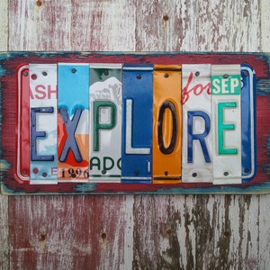 EXPLORE Aventura Viagem Sinal de Palavra Personalizado Estados Personalizados Casamento 10º Aniversário Meninos Meninas Adolescentes Quarto Arte