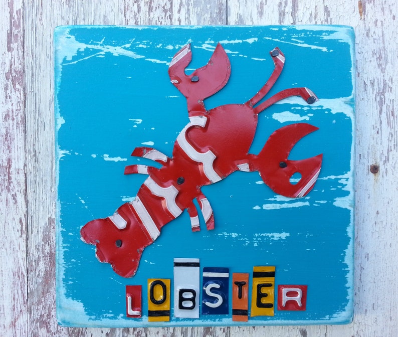 License Plate Artwork LOBSTER Beach House Ocean Nautical Red Etsy