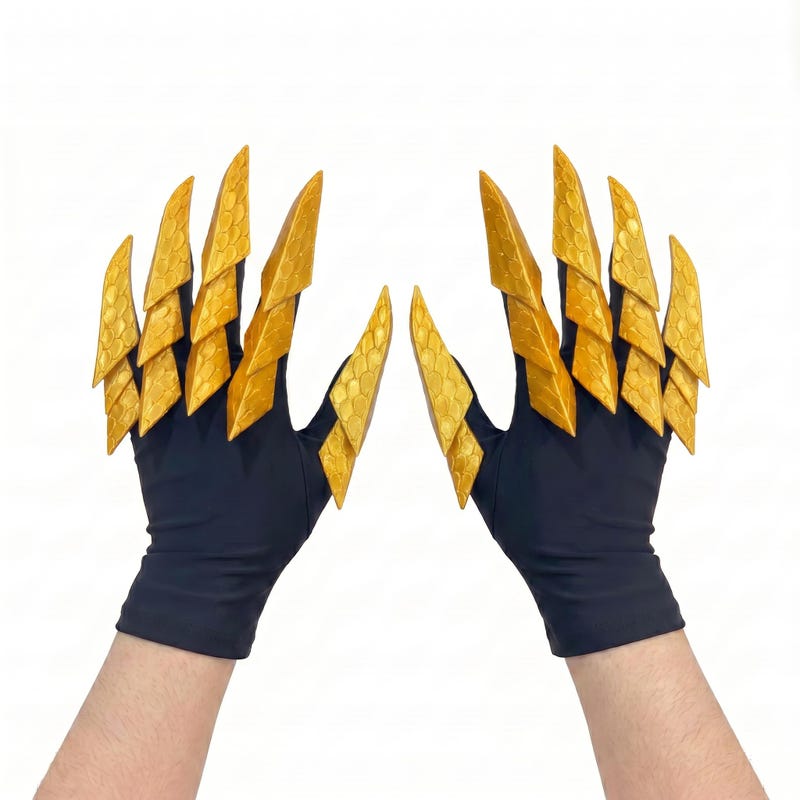 Rectractable Claws Gold Claws Gloves - Etsy UK