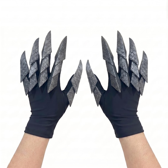 Dragon Scale and Classic Claw Gloves, Flexible PETG Cosplay Gauntlets, Gothic Fantasy Hand Armor for Halloween LARP, Left Right or Pair