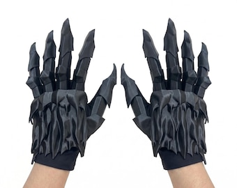 Guantes Garra de Dragón Negro, Guanteletes Articulados para Cosplay con Armadura Gótica de PETG Impresa en 3D, Izquierda, Derecha o Par, Talla Única para Adulto