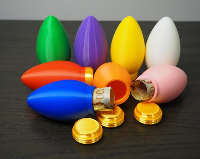 3D Printed Christmas Light Bulb Gift Container: Holiday Cash & Treat Holder
