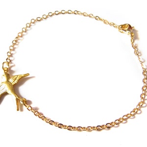 Gold Sparrow Bracelet, Delicate Bird Bracelet, Simple Gold Bracelet