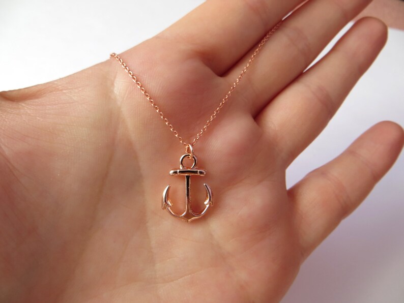 Rose Gold Anchor Necklace 14kt Rose Gold Filled Nautical Etsy