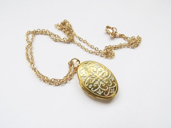 small gold locket with ornate design white locket oval etsy small gold locket with ornate design white locket oval antique locket designer locket vintage style locket