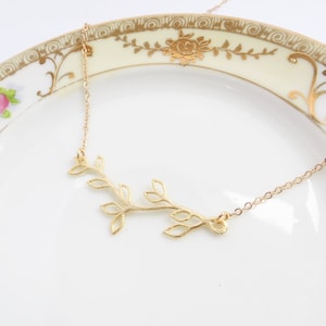 Gold Branch Necklace, Delicate Layering Necklace, Simple Nature Inspired Necklace, Everyday Jewelry